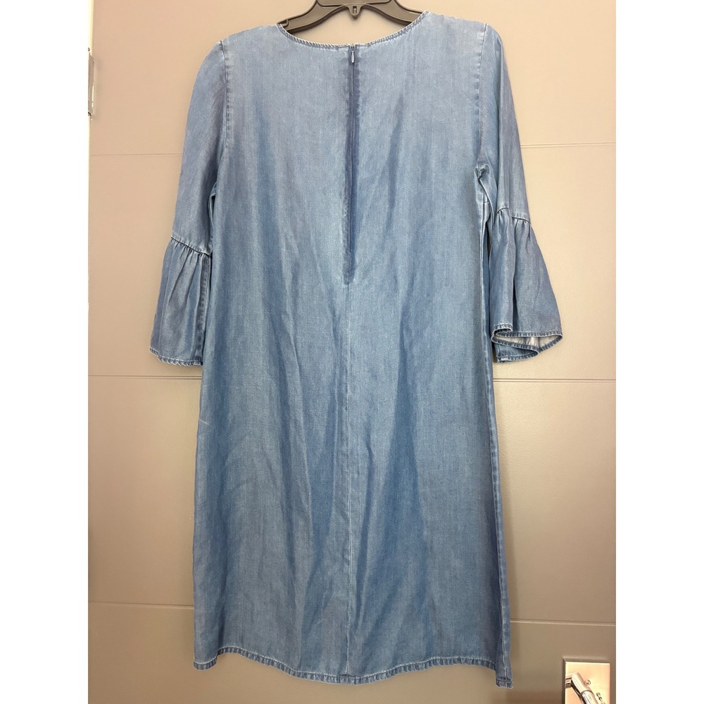 Johnston & Murphy Womens Blue Tencel Denim Bell Sleeve Dress 45-1520 Size S - Picture 2 of 7